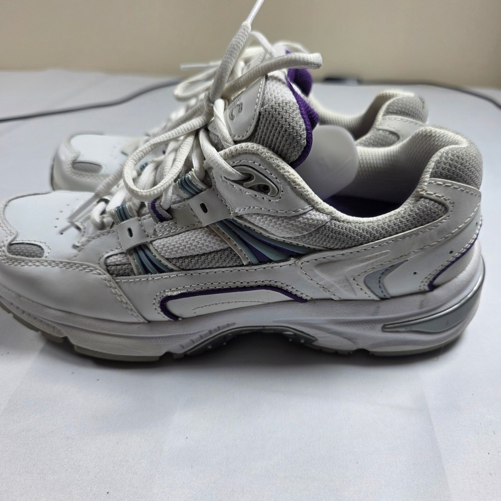 Vionic Walker Womens White Purple Grey Leather Orthotic Walking Shoes Size 8